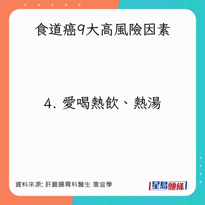 食道癌9大高風險因素：愛喝熱飲、熱湯