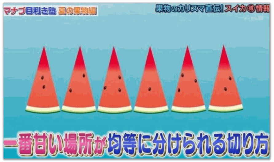 將西瓜切成三角形，便能平分最甜部分。