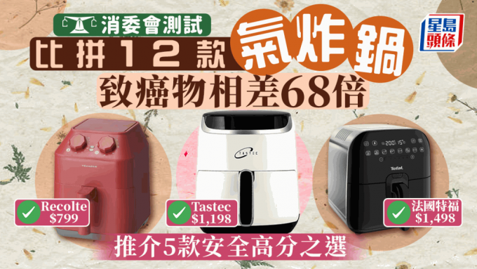 消委會測試12款空氣炸鍋，致癌物相差68倍，推薦5款高分之選