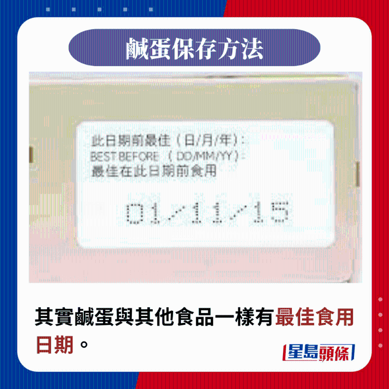 其實咸蛋與其他食品一樣有最佳食用日期。