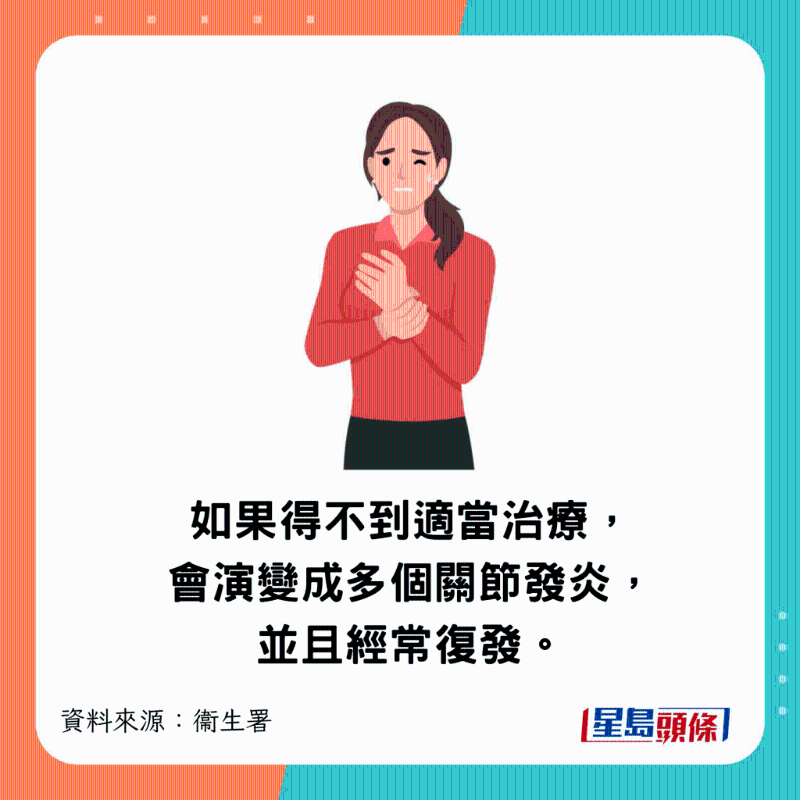 如果得不到適當治療，會演變成多個關節發炎，并且經常復發。