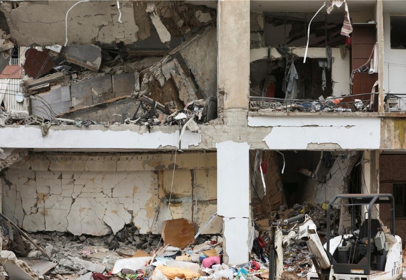 納巴蒂耶遭到以色列攻擊后的斷垣殘壁。 路透社