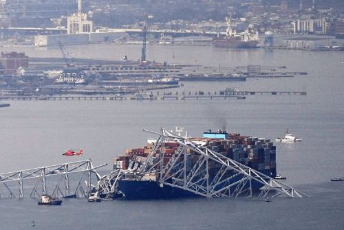 巴爾的摩的Francis Scott Key Bridge，26日凌晨遭一艘貨柜輪撞斷并隨即坍塌