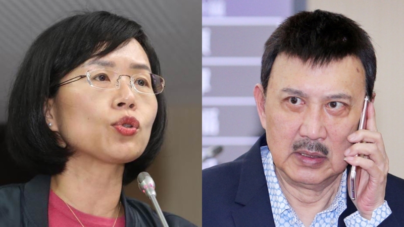 “立委”蘇巧慧（左）及前“立委”余天（右）
