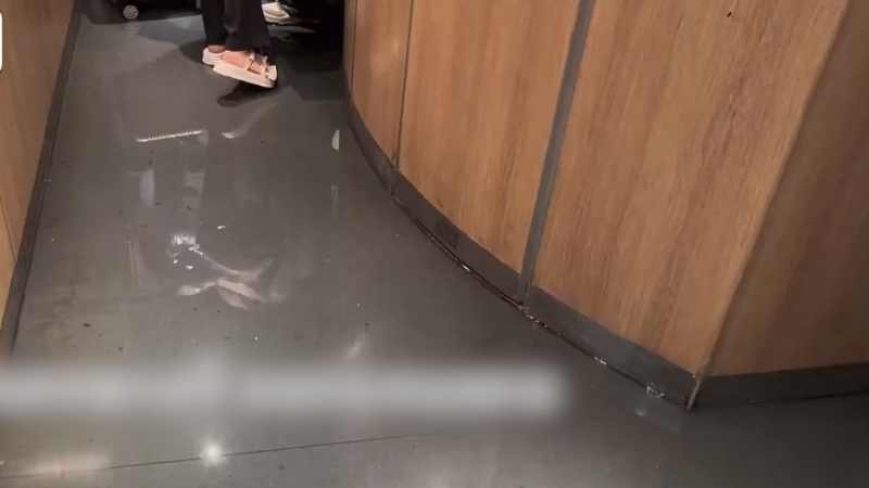 高鐵車廂進水。