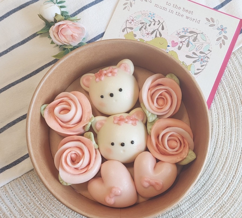 愛心白熊花樣饅頭 愛心白熊花樣饅頭