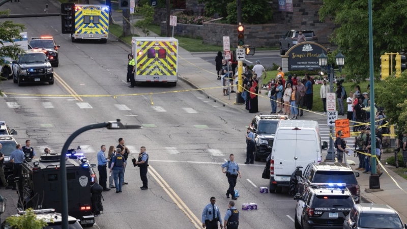 明尼蘇達州明尼阿波利斯市發生槍擊案，警方封鎖現場。美聯社