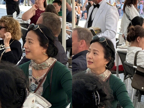 網友在歐洲巧遇劉亦菲媽媽。微博