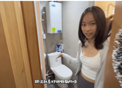 甫開門的左邊就是獨立廁所， 但沒有干濕分離。