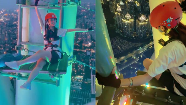 蔡思貝體驗廣州塔高空漫游 蔡思貝體驗廣州塔高空漫游