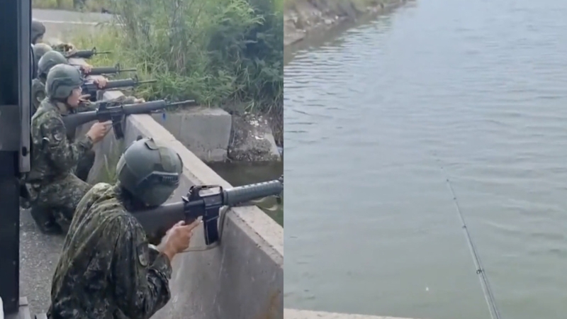 20日在臺南卻傳出有民眾釣魚釣到一半，身旁卻突然被軍人包圍