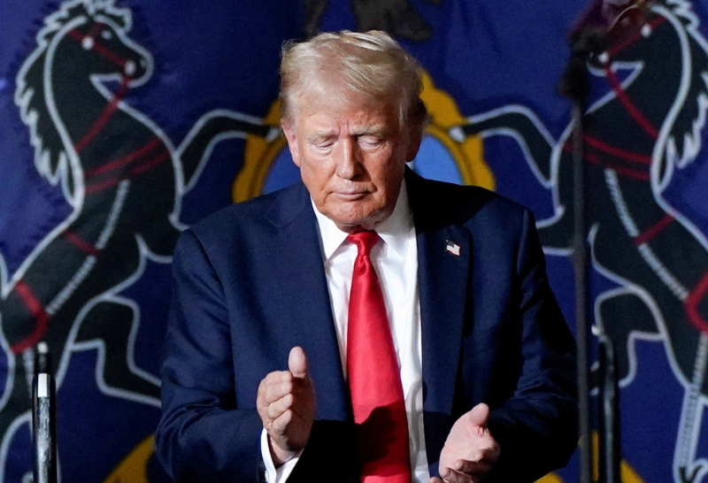 賀錦麗宣布競選后，川普的媒體公司股價下跌。（圖／路透）