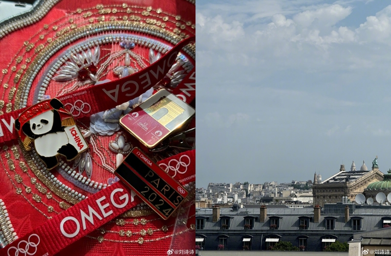 劉詩詩曬出在巴黎看奧運照片。 劉詩詩微博