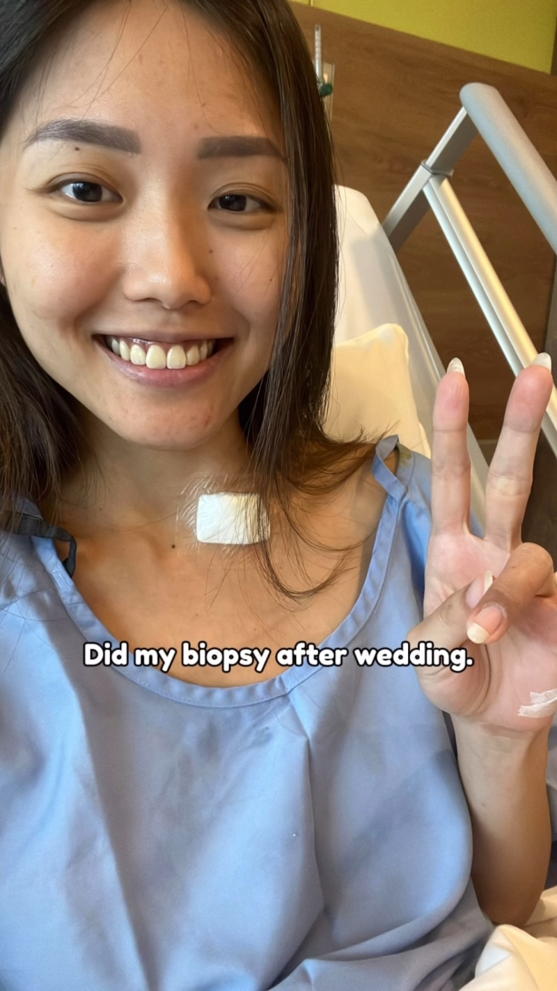 醫生在她婚前已曾初步檢查指，其頸上腫塊有95%的可能性是癌癥。