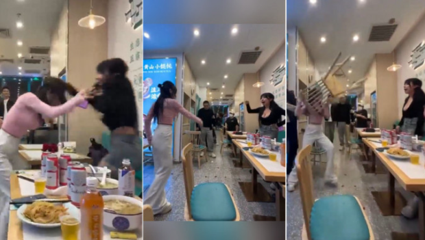 上海2女云吞店扯發扔凳潑面 上海2女云吞店扯發扔凳潑面