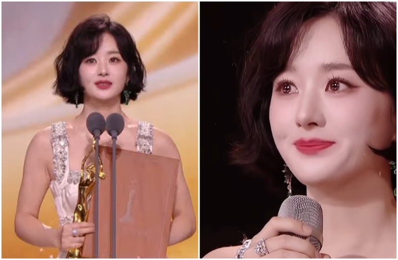 趙麗穎2封金鷹視后哽咽致詞。