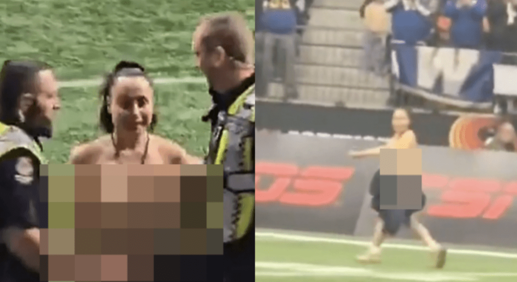 加拿大格雷杯裸女沖入球場 加拿大格雷杯裸女沖入球場