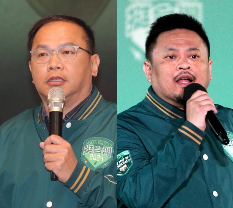 洪申翰（右）接任“勞動部長”，民進黨政策會執行長王義川（左）遞補“立委”一職。