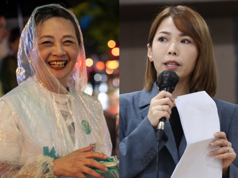 圖為創黨元老“大媽老司機”朱蕙蓉（左）、民眾黨立院團主任陳智菡（右）。