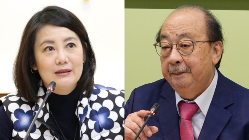 圖為民進黨“立院”黨團總召柯建銘（右）與干事長吳思瑤（左）。