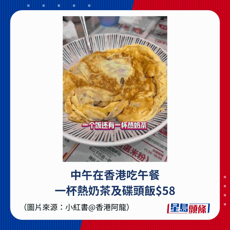 中午在香港吃午餐 一杯熱奶茶及碟頭飯$58