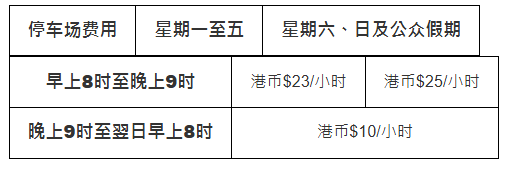 AIRSIDE 一般泊車收費 AIRSIDE 一般泊車收費