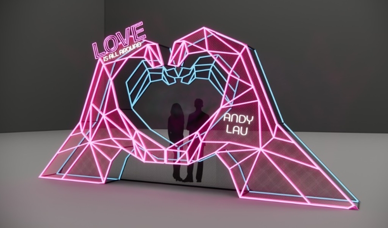 6年等待，華仔在香港再次開唱，紅館外紙雕心形展出，令市民感受音樂、節日的魅力。