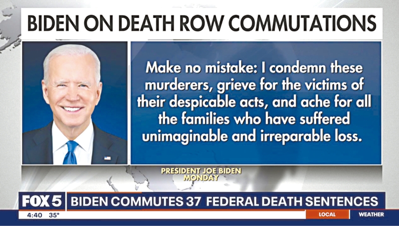 拜登赦免37人。