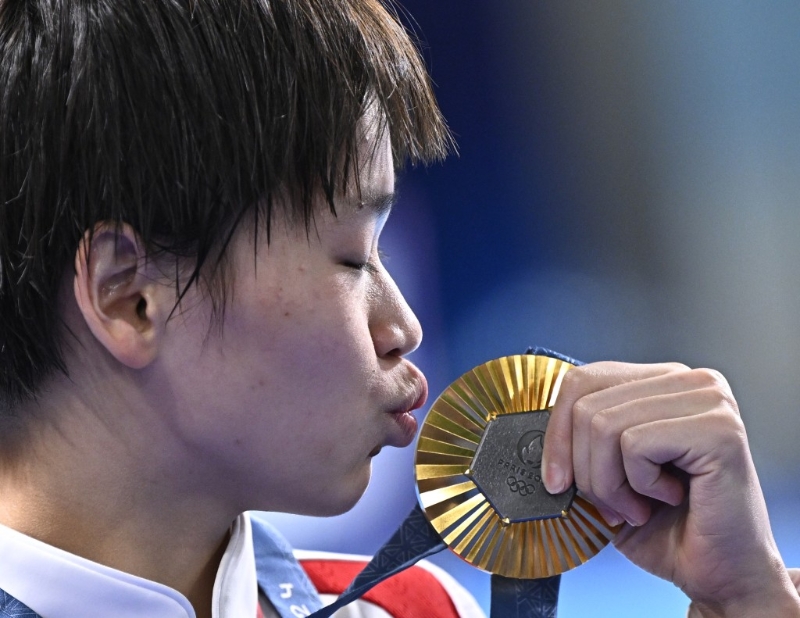 全紅嬋在巴黎奧運以水花消失術奪得女子10米臺金牌。 新華社