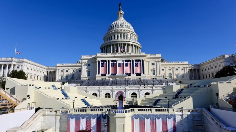 美國國會大廈之前就總統就職禮作準備。 路透社