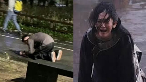 汪小菲雨中跪地畫面曝光，網酸作秀。