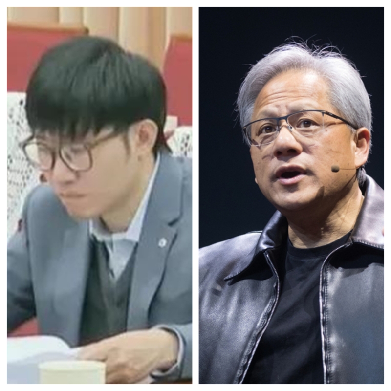 梁文鋒(左)持有的DeepSeek股份價值將達到1260億美元，甚至可能超過身價1180億美元的黃仁勛(右)。（央視截圖、達志合成）