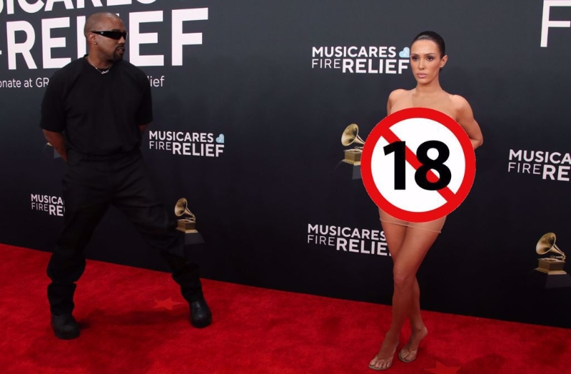 美國饒舌歌手“侃爺”坎耶·維斯特（Kanye West），和老婆比安卡（Bianca Censori）現身格萊美獎紅毯，比安卡的衣著幾乎完全透明。