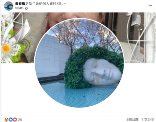 S媽再換大頭相，變成人像雕塑。