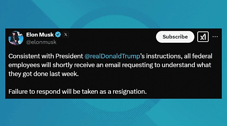 馬斯克逼聯邦雇員匯報工作。