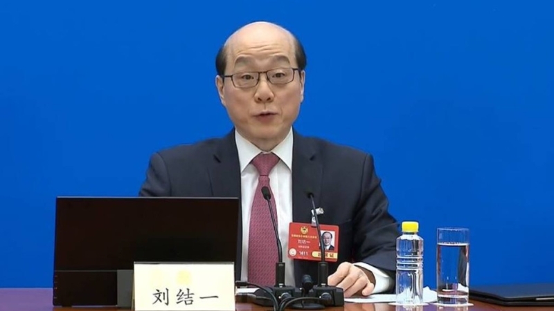 劉結一主持政協記者會。 新華社