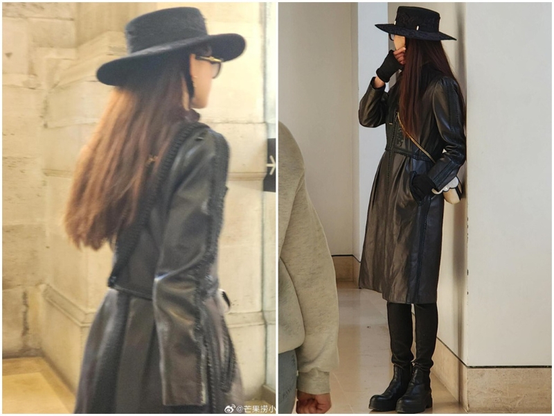 網友在法國偶遇林志玲。（微博）