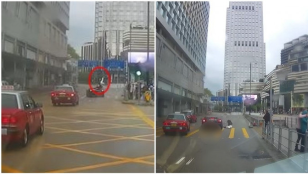 尖沙咀女游客沖馬路遭蘭博基尼撞飛 尖沙咀女游客沖馬路遭蘭博基尼撞飛