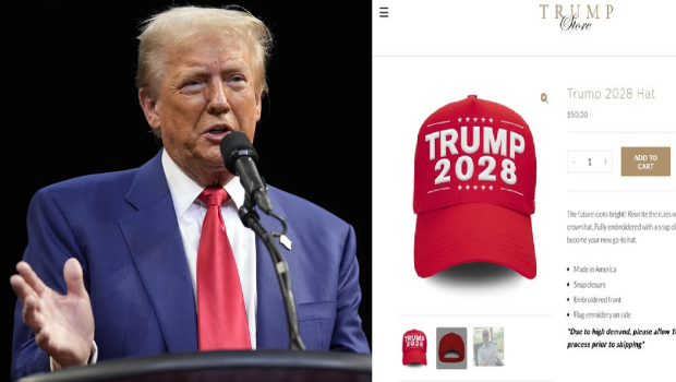 雖然特朗普企業在賣“特朗普2028”的帽子，但是特朗普最新的訪問，否認他想爭取第3個任期。