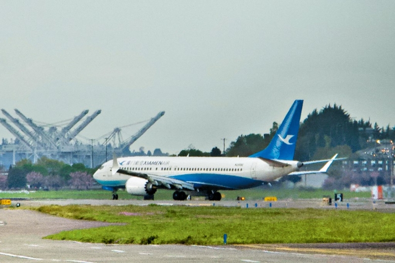 一架原計劃交付中國廈門航空的波音737 MAX飛機，之前由中國飛回美國西雅圖的波音機場。.jpg