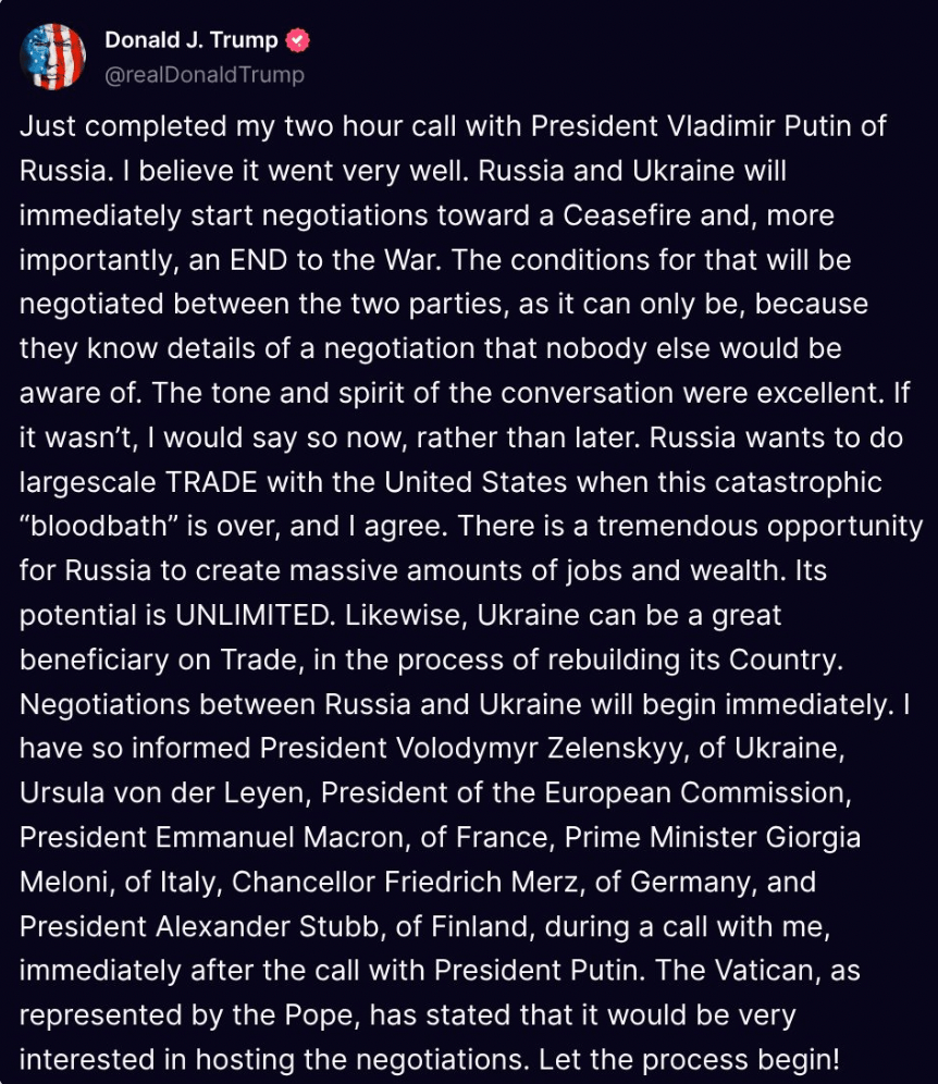 特朗普發文 特朗普發文