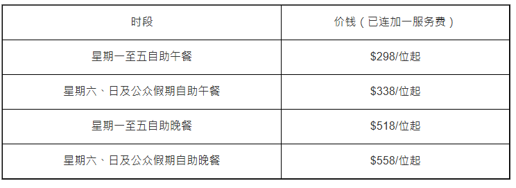 尚廚長者自助餐優惠價目表 尚廚長者自助餐優惠價目表