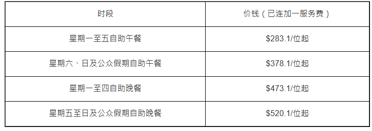 The Astor 長者自助餐優惠價目表 The Astor 長者自助餐優惠價目表