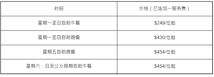 Le Café咖啡廳長者自助餐優惠價目表 Le Café咖啡廳長者自助餐優惠價目表