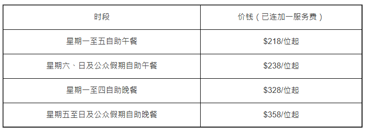 City Café長者自助餐優惠價目表 City Café長者自助餐優惠價目表