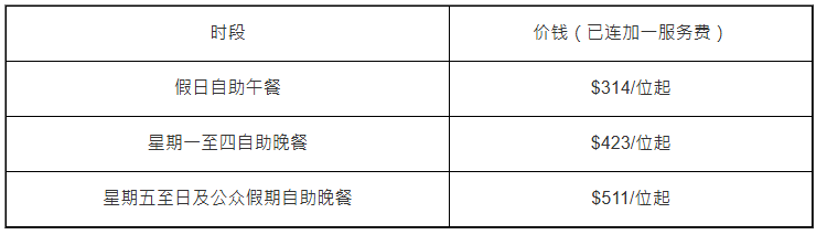8度餐廳長者自助餐優惠價目表: 8度餐廳長者自助餐優惠價目表: