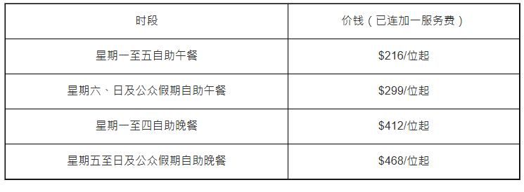 MoMo Café長者自助餐優惠價目表: MoMo Café長者自助餐優惠價目表: