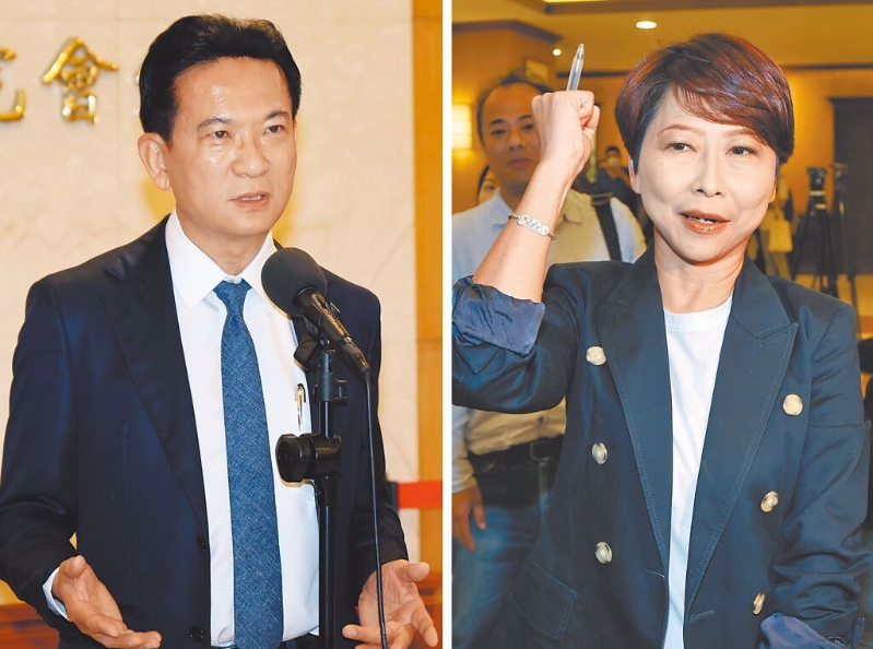 民進黨“立委”林俊憲（左）、陳亭妃（右）。