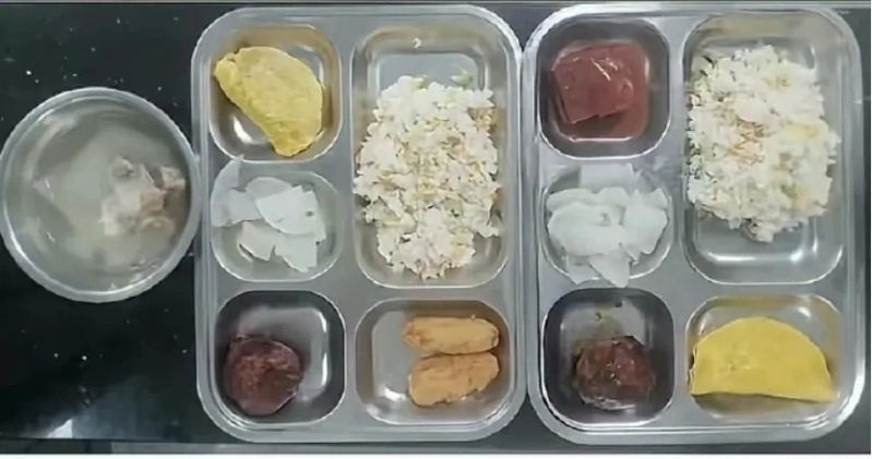 網傳上海學校提供的午餐。